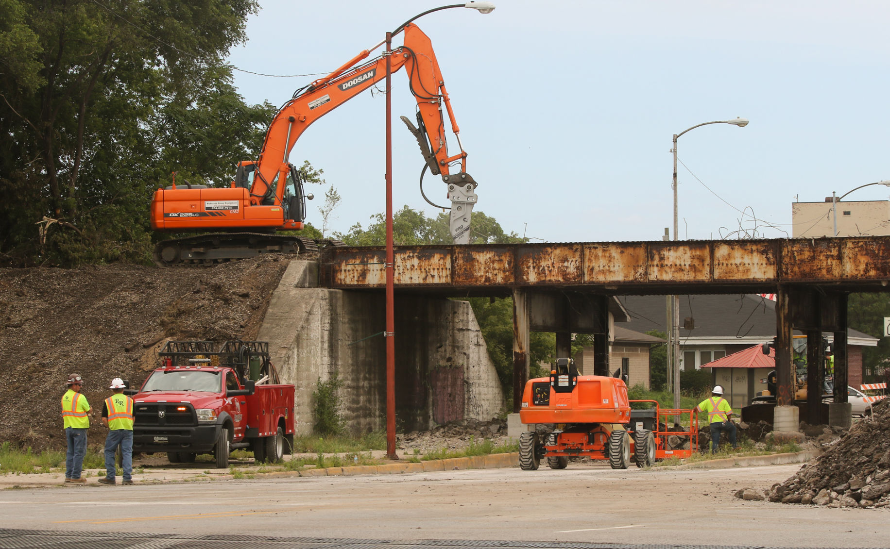 The old railroad bridge that crosses Broadway is being deolished.